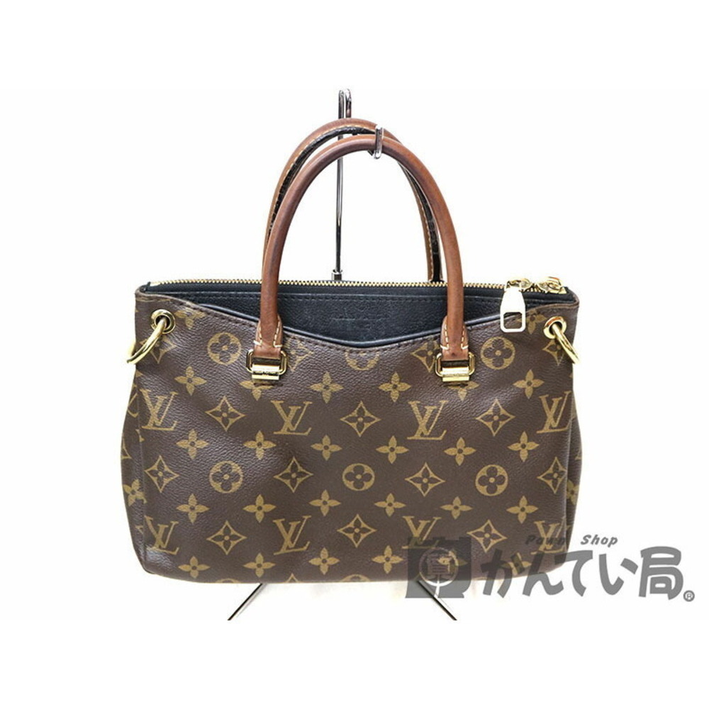 LOUIS VUITTON Pallas Handbag Monogram Canvas Brown Noir Black Bag